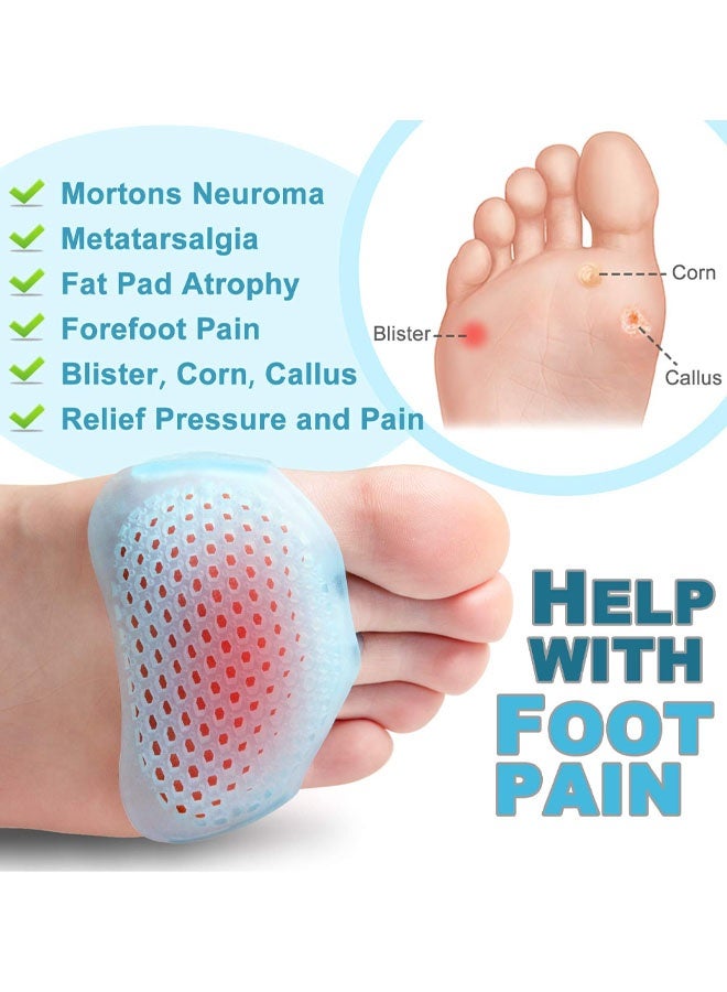 زوجان من وسادات مشط القدم للنساء والرجال، وسادات مقدمة القدم، وسادات جل للقدم، وسادات ورم مورتون العصبي لتخفيف آلام مشط القدم - Image 3